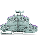 4-conductor double deck terminal block; 8-conductor through terminal block; L; with marker carrier; internal commoning; conductor entry with violet marking; for DIN-rail 35 x 15 and 35 x 7.5; 2.5 mm²; Push-in CAGE CLAMP®; 2,50 mm²; gray