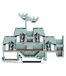 Double-deck terminal block; Through/through terminal block; with additional jumper position on lower level; for DIN-rail 35 x 15 and 35 x 7.5; 4 mm²; CAGE CLAMP®; 4,00 mm²; gray