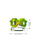 2-conductor ground terminal block; 4 mm²; lateral marker slots; for DIN-rail 35 x 15 and 35 x 7.5; CAGE CLAMP®; 4,00 mm²; green-yellow