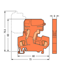 2-conductor fuse terminal block; with pivoting fuse holder; for 5 x 20 mm miniature metric fuse; without blown fuse indication; for DIN-rail 35 x 15 and 35 x 7.5; 4 mm²; CAGE CLAMP®; 4,00 mm²; orange