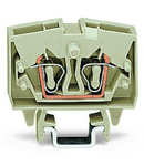 2-conductor miniature through terminal block; 2.5 mm²; with test option; suitable for Ex e II applications; center marking; for DIN-15 rail; CAGE CLAMP®; 2,50 mm²; light gray