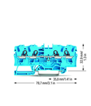 4-conductor through terminal block; 4 mm²; for Ex e II and Ex i applications; side and center marking; for DIN-rail 35 x 15 and 35 x 7.5; Push-in CAGE CLAMP®; 4,00 mm²; blue