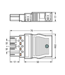 Plug; with strain relief housing; 4-pole; Cod. A; 4,00 mm²; black