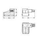 Tap-off module; 2-pole; for plug connectors and wire assemblies WINSTA® knx coding f; 1 Nm tightening torque; with screw-type connection; light gray