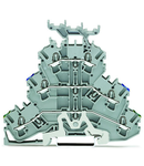 Triple-deck terminal block; Ground conductor/through/through terminal block; PE/N/L; with marker carrier; suitable for Ex e II applications; for DIN-rail 35 x 15 and 35 x 7.5; 2.5 mm²; Push-in CAGE CLAMP®; 2,50 mm²; gray