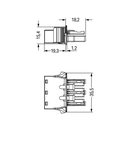 Snap-in socket; with protruding mating face; 3-pole; Cod. A; 4,00 mm²; black