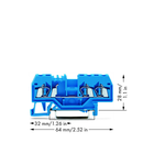 3-conductor through terminal block; 2.5 mm²; suitable for Ex i applications; center marking; for DIN-rail 35 x 15 and 35 x 7.5; CAGE CLAMP®; 2,50 mm²; blue