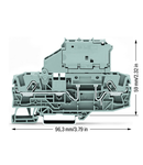 2-conductor fuse terminal block; with pivoting fuse holder; for 5 x 20 mm miniature metric fuse; without blown fuse indication; for DIN-rail 35 x 15 and 35 x 7.5; 6 mm²; Push-in CAGE CLAMP®; 6,00 mm²; gray