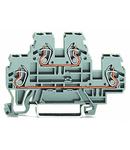 Double-deck terminal block; Through/through terminal block; N/L; for DIN-rail 35 x 15 and 35 x 7.5; 2.5 mm²; CAGE CLAMP®; 2,50 mm²; gray