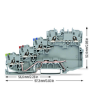 4-conductor sensor terminal block; for PNP (positive) switching sensors; with ground contact; with colored conductor entries; 1 mm²; Push-in CAGE CLAMP®; 1,00 mm²; gray