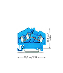 3-conductor through terminal block; 2.5 mm²; suitable for Ex i applications; center marking; for DIN-rail 35 x 15 and 35 x 7.5; CAGE CLAMP®; 2,50 mm²; blue