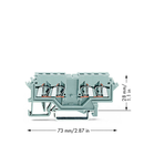 Double potential terminal block; 2.5 mm²; lateral marker slots; for DIN-rail 35 x 15 and 35 x 7.5; CAGE CLAMP®; 2,50 mm²; gray