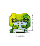 2-conductor ground terminal block; 16 mm²; lateral marker slots; for DIN-rail 35 x 15 and 35 x 7.5; CAGE CLAMP®; 16,00 mm²; green-yellow