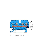 4-conductor through terminal block; 2.5 mm²; suitable for Ex i applications; side and center marking; for DIN-rail 35 x 15 and 35 x 7.5; CAGE CLAMP®; 2,50 mm²; blue