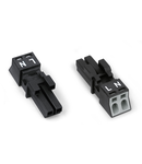 Socket; 2-pole; Cod. A; 1,50 mm²; black