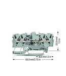 Component terminal block; 4-conductor; with diode 1N4007; anode, right side; for DIN-rail 35 x 15 and 35 x 7.5; 2.5 mm²; Push-in CAGE CLAMP®; 2,50 mm²; gray