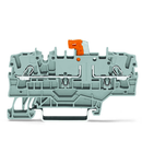 2-conductor disconnect/test terminal block; with additional jumper position; orange disconnect link; for DIN-rail 35 x 15 and 35 x 7.5; 2.5 mm²; Push-in CAGE CLAMP®; 2,50 mm²; gray