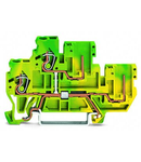 2-conductor/2-pin, double-deck carrier terminal block; 2-conductor/2-pin ground terminal block; PE; internal commoning; for DIN-rail 35 x 15 and 35 x 7.5; 2.5 mm²; CAGE CLAMP®; 2,50 mm²; green-yellow