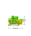 2-conductor/2-pin, double-deck carrier terminal block; 2-conductor/2-pin ground terminal block; PE; internal commoning; for DIN-rail 35 x 15 and 35 x 7.5; 2.5 mm²; CAGE CLAMP®; 2,50 mm²; green-yellow