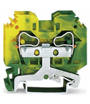 2-conductor ground terminal block; 10 mm²; lateral marker slots; for DIN-rail 35 x 15 and 35 x 7.5; CAGE CLAMP®; 10,00 mm²; green-yellow