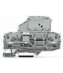 2-conductor fuse terminal block; with pivoting fuse holder; for glass cartridge fuse ¼" x 1¼"; without blown fuse indication; for DIN-rail 35 x 15 and 35 x 7.5; 6 mm²; Push-in CAGE CLAMP®; 6,00 mm²; gray