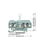 3-conductor disconnect terminal block; for DIN-rail 35 x 15 and 35 x 7.5; 2.5 mm²; CAGE CLAMP®; 2,50 mm²; gray