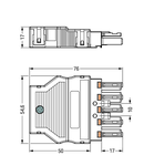 Socket; with strain relief housing; 5-pole; Cod. I; 4,00 mm²; blue