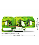 3-conductor ground terminal block; 16 mm²; center marking; for DIN-rail 35 x 15 and 35 x 7.5; CAGE CLAMP®; 16,00 mm²; green-yellow