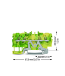 4-conductor ground terminal block; 1 mm²; suitable for Ex e II applications; side and center marking; for DIN-rail 35 x 15 and 35 x 7.5; Push-in CAGE CLAMP®; 1,00 mm²; green-yellow