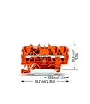 3-conductor through terminal block; 2.5 mm²; suitable for Ex e II applications; side and center marking; for DIN-rail 35 x 15 and 35 x 7.5; Push-in CAGE CLAMP®; 2,50 mm²; orange