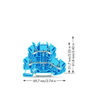Double-deck terminal block; Through/through terminal block; N/N; without marker carrier; for Ex e II and Ex i applications; for DIN-rail 35 x 15 and 35 x 7.5; 2.5 mm²; Push-in CAGE CLAMP®; 2,50 mm²; blue