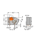 Stackable PCB terminal block; with knife disconnect; 2.5 mm²; Pin spacing 5 mm; 1-pole; CAGE CLAMP®; 2,50 mm²; gray