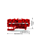 4-conductor through terminal block; 2.5 mm²; suitable for Ex e II applications; side and center marking; for DIN-rail 35 x 15 and 35 x 7.5; Push-in CAGE CLAMP®; 2,50 mm²; red