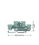 2-Pin/2-pin double deck receptacle terminal block; Through/through terminal block; L/L; for DIN-rail 35 x 15 and 35 x 7.5; 2.5 mm²; CAGE CLAMP®; gray