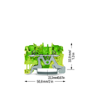 2-conductor ground terminal block; 1 mm²; suitable for Ex e II applications; side and center marking; for DIN-rail 35 x 15 and 35 x 7.5; Push-in CAGE CLAMP®; 1,00 mm²; green-yellow