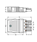 Socket; with strain relief housing; 4-pole; Cod. A; 4,00 mm²; black