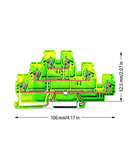 Triple-deck terminal block; 6-conductor ground terminal block; PE; without marker carrier; internal commoning; for DIN-rail 35 x 15 and 35 x 7.5; 2.5 mm²; CAGE CLAMP®; 2,50 mm²; green-yellow