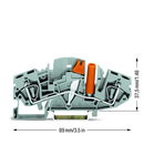 2-conductor disconnect/test terminal block; transverse switching; with touch-proof test socket; for 4 mm Ø test plugs; for DIN-rail 35 x 15 and 35 x 7.5; 6 mm²; CAGE CLAMP®; 6,00 mm²; gray