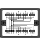 Distribution box; Three-phase to single-phase current (400 V/230 V); 1 input; 7 outputs; Cod. A; MIDI; black