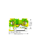 2-conductor ground terminal block; 4 mm²; side and center marking; for DIN-rail 35 x 15 and 35 x 7.5; CAGE CLAMP®; 4,00 mm²; green-yellow