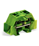 4-conductor terminal block; without push-buttons; with fixing flange; for screw or similar mounting types; Fixing hole 3.2 mm Ø; 2.5 mm²; CAGE CLAMP®; 2,50 mm²; green-yellow