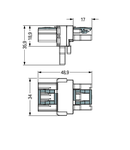 T-distribution connector; 3-pole; Cod. A; 1 input; 2 outputs; 2 locking levers; black