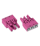 Socket; 3-pole; Cod. B; 4,00 mm²; pink