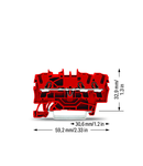 3-conductor through terminal block; 2.5 mm²; suitable for Ex e II applications; side and center marking; for DIN-rail 35 x 15 and 35 x 7.5; Push-in CAGE CLAMP®; 2,50 mm²; red