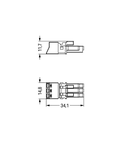 Socket; 3-pole; Cod. B; 1,50 mm²; gray