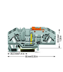 Ground conductor disconnect terminal block; with test option; with orange disconnect link; 24 V; 6 mm²; CAGE CLAMP®; 6,00 mm²; gray