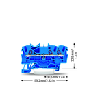 3-conductor through terminal block; 1.5 mm²; for Ex e II and Ex i applications; side and center marking; for DIN-rail 35 x 15 and 35 x 7.5; Push-in CAGE CLAMP®; 1,50 mm²; blue
