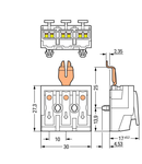 Lighting connector; push-button, external; with angled snap-in ground contact; N-PE-L; 3-pole; Lighting side: for solid conductors; Inst. side: for all conductor types; max. 2.5 mm²; Surrounding air temperature: max 85°C (T85); 2,50 mm²; white