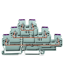 Triple-deck terminal block; 6-conductor through terminal block; L; internal commoning; conductor entry with violet marking; for DIN-rail 35 x 15 and 35 x 7.5; 2.5 mm²; CAGE CLAMP®; 2,50 mm²; gray