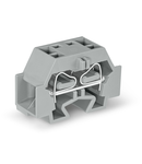 4-conductor terminal block; without push-buttons; with snap-in mounting foot; for plate thickness 0.6 - 1.2 mm; Fixing hole 3.5 mm Ø; 4 mm²; CAGE CLAMP®; 4,00 mm²; gray